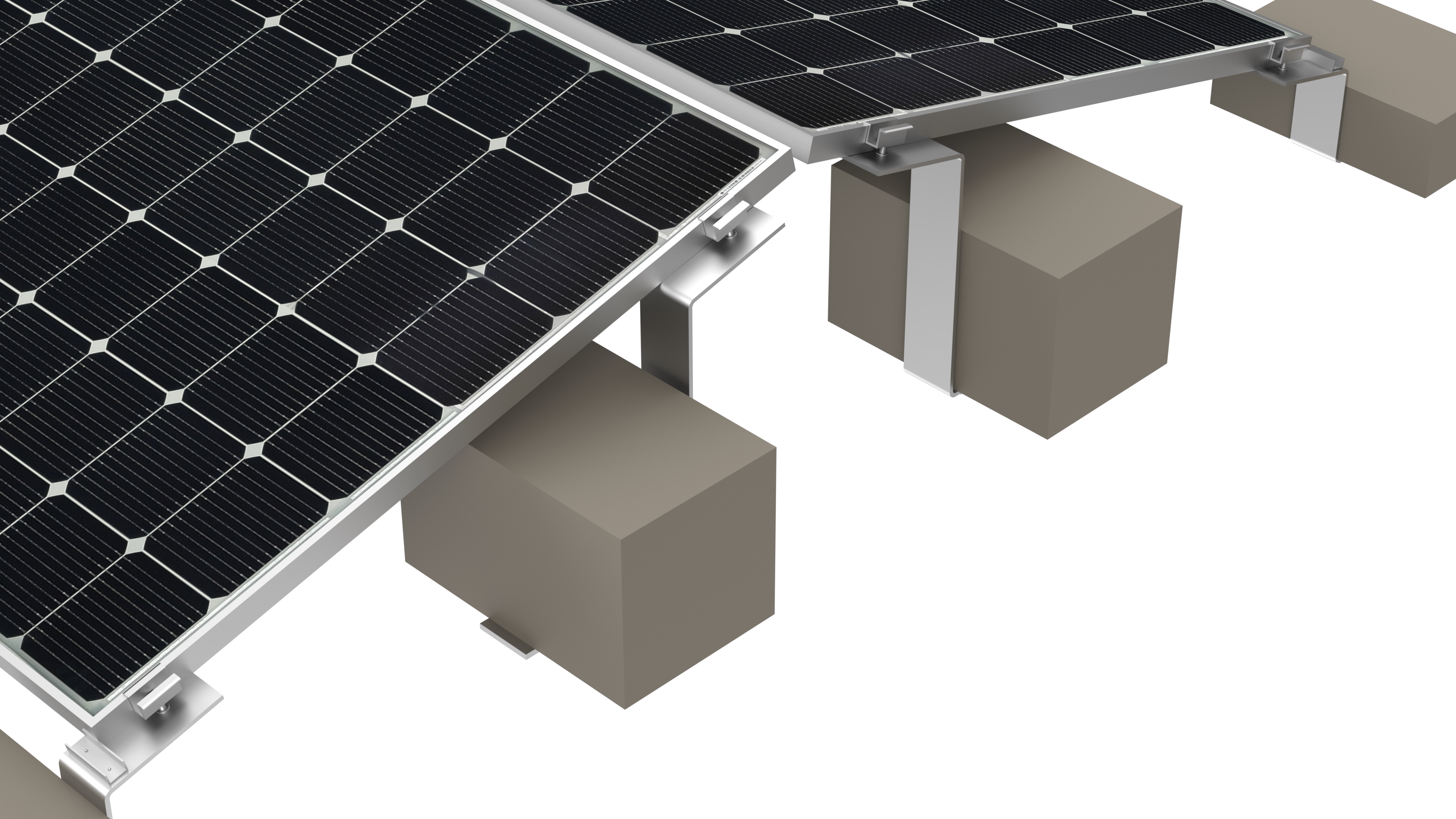 Samozátěžová nosná konstrukce fotovoltaických  panelů pro plochou střechu