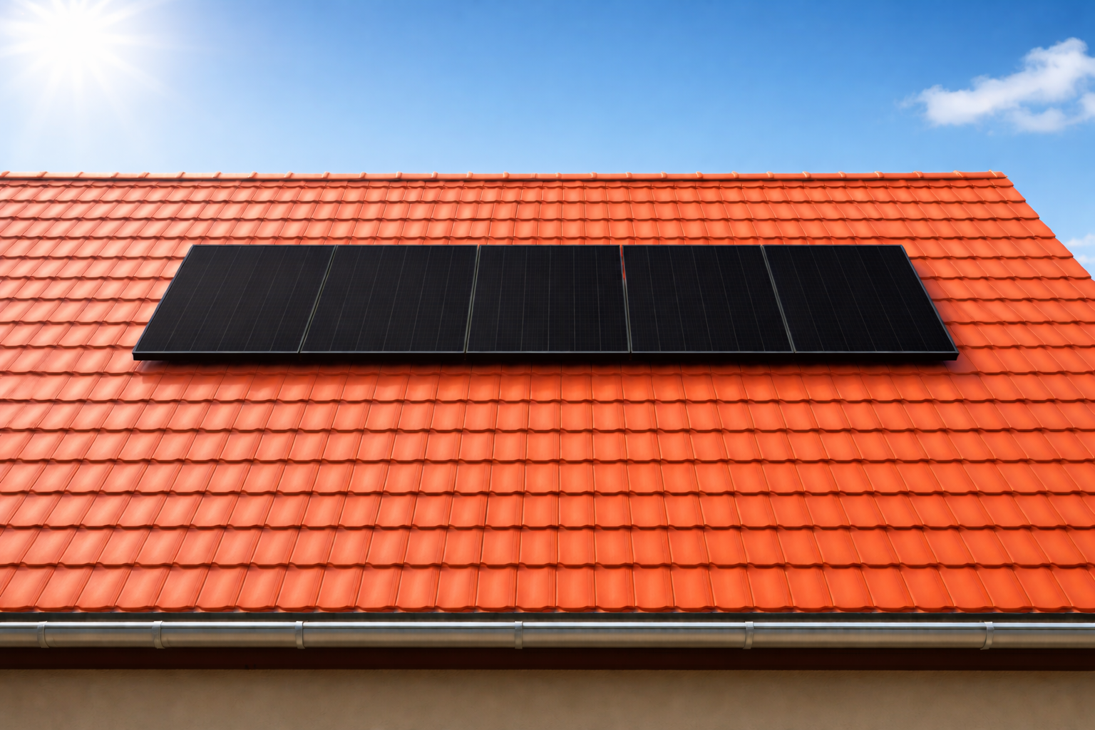 Solární systém na ohřev vody fotovoltaikou TUVFV-AS5x480W, komplet sada na střechu, 5 panelů 2,4 kW