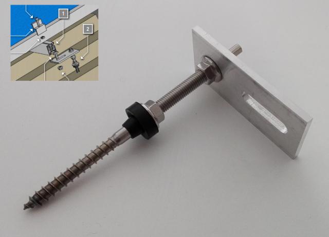 Kombivrut sada KV1 pro uchycení sol. panelu na střechu - plech, eternit