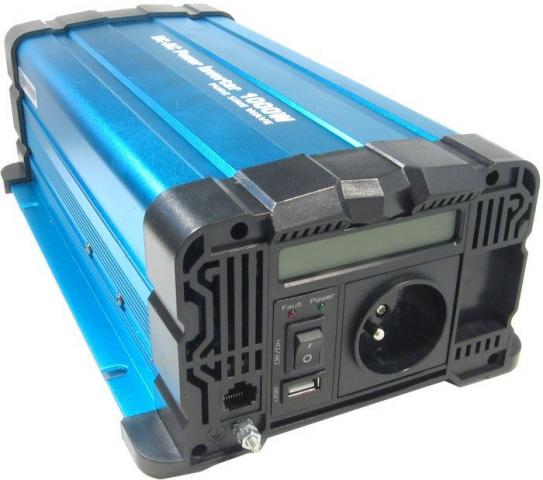 Měnič napětí 12V/230V 1000W, Solarvertech FS1000, čistá sinusovka, DO